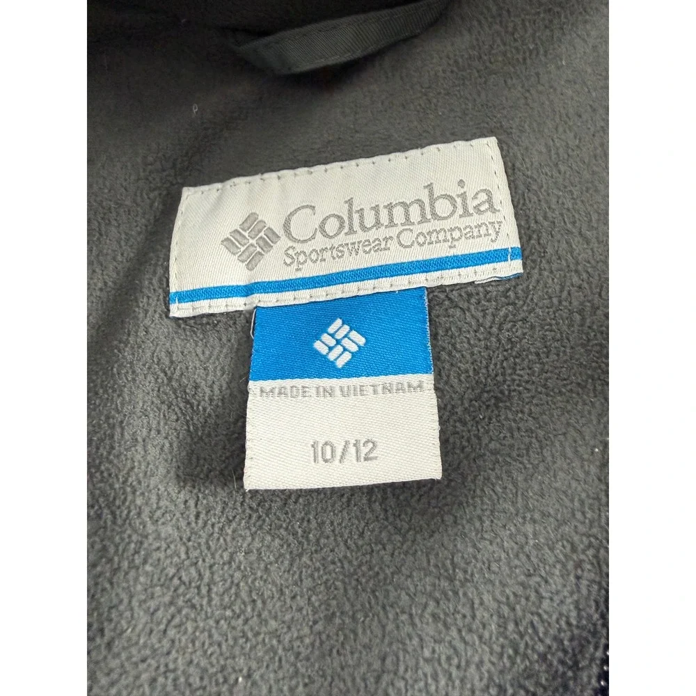 Columbia Kids Gray Black Omni-Tech Waterproof Hooded Jacket Size 10/12 SB4214